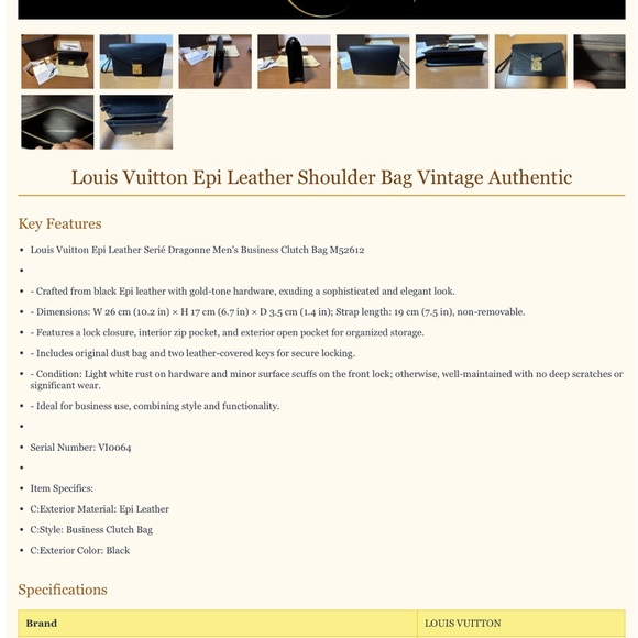 Louis Vuitton Black Leather Clutch with Gold Clasp - Picture 11 of 11